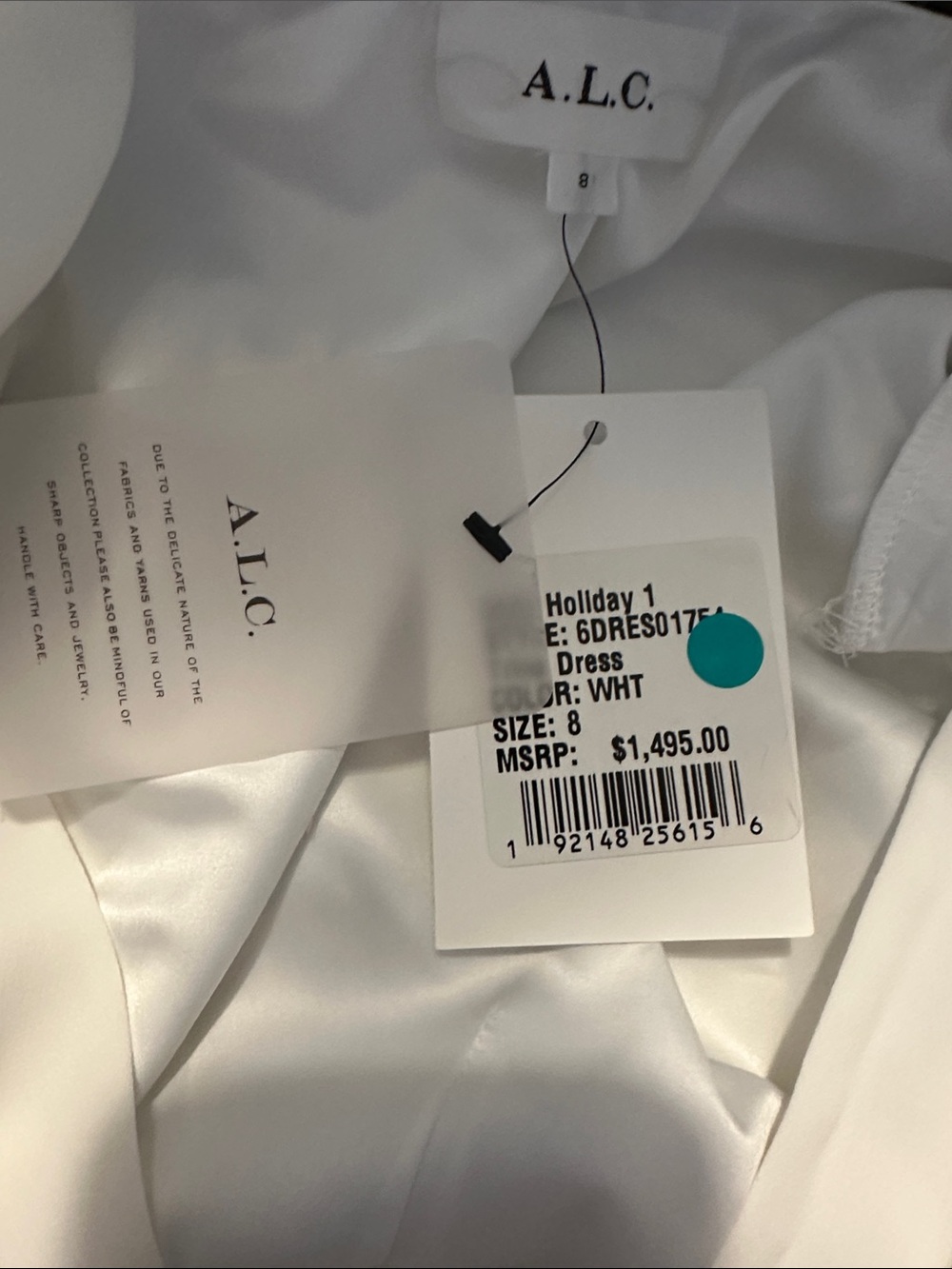 NWT A.L.C. TRINA  Satin V-Neck Beaded Cutout Maxi Dress Long Sleeve Size 8 - Picture 6 of 7